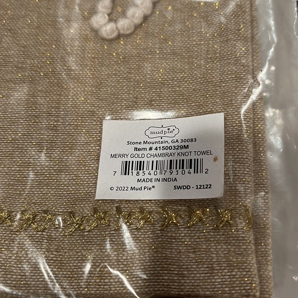 Mud Pie Merry Holiday Knot Towel/NWT - Picture 4 of 5